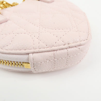 Christian Dior DiorAmour Caro Heart Pouch with Chain Cannage Quilt Calfskin, Pink, Leather, Clutch