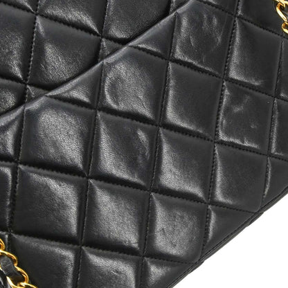 Chanel Vintage Chain Tote Quilted Lambskin, Black, Leather, Tote Bag