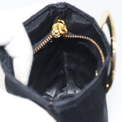 Celine Circle Logo Pouch Canvas, Black, Canvas, Clutch