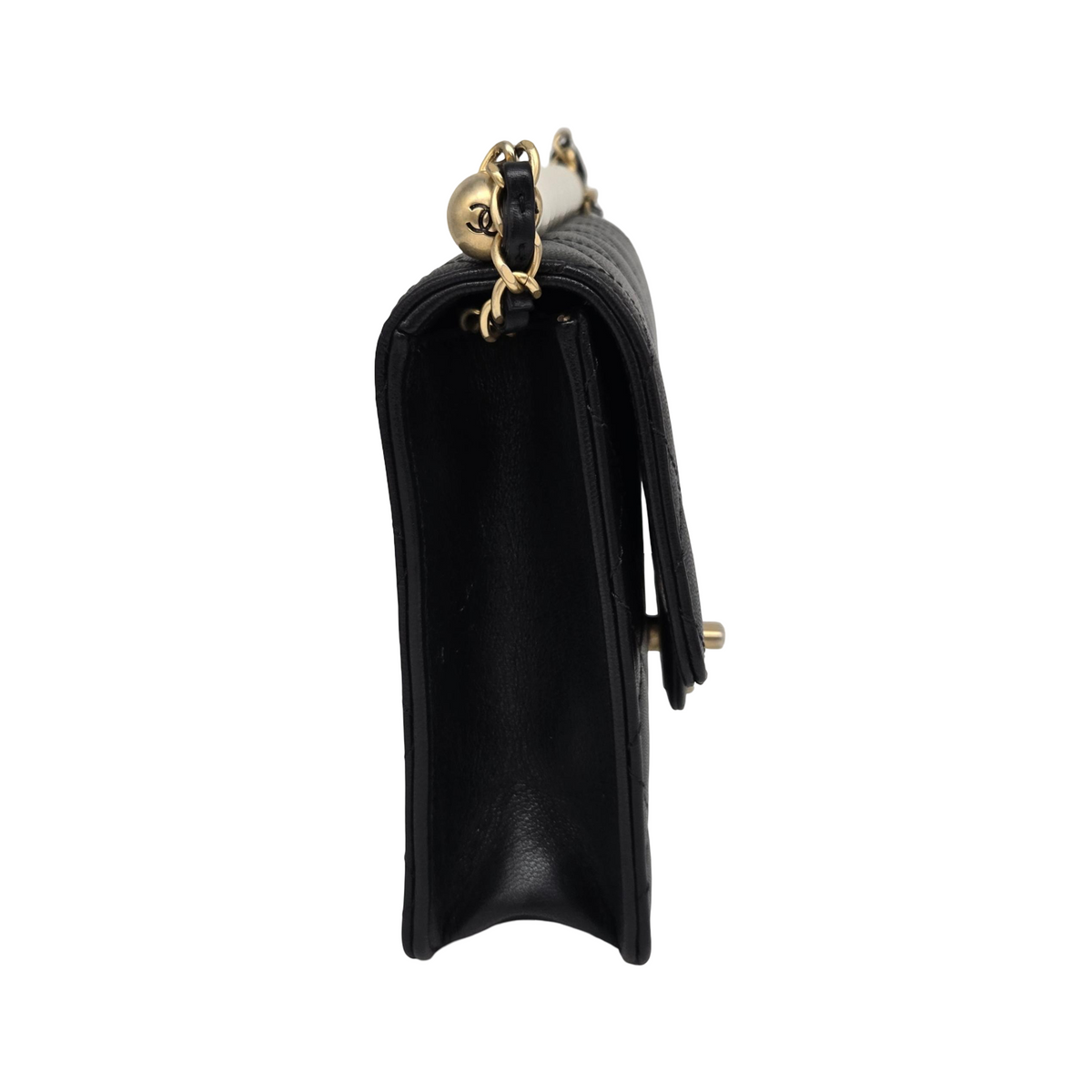 Chanel Chic Pearls Flap Clutch with Chain Quilted Lambskin, Black, Leather, Crossbody Bag