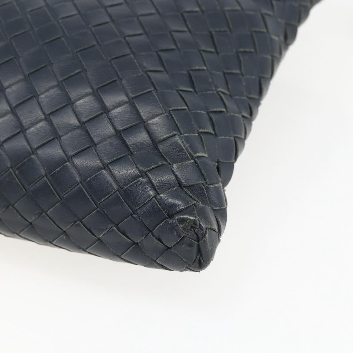 Bottega Veneta Flat Messenger Intrecciato Nappa, Navy, Leather, Crossbody Bag