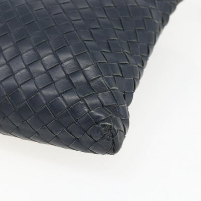 Bottega Veneta Flat Messenger Intrecciato Nappa, Navy, Leather, Crossbody Bag