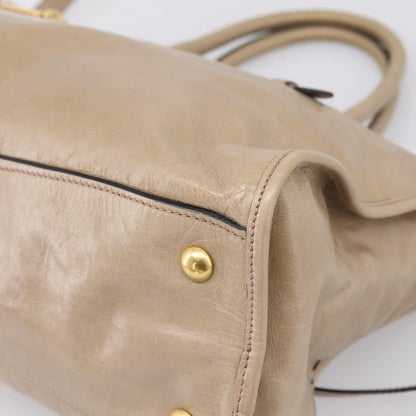 Miu Miu Convertible Bauletto Vitello Shine, Beige, Leather, Handbag