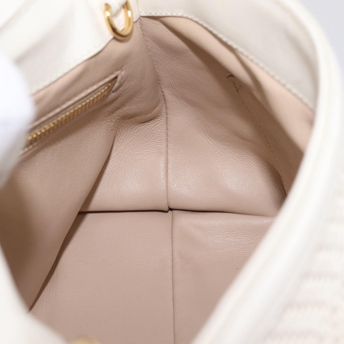 Salvatore Ferragamo Sofia Satchel Woven Leather, White, Leather, Handbag
