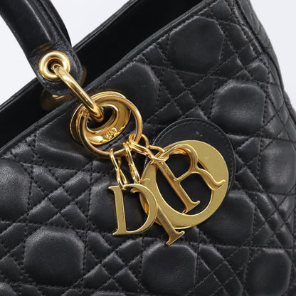 Christian Dior Vintage Lady Dior Cannage Quilt Lambskin, Black, Leather, Handbag