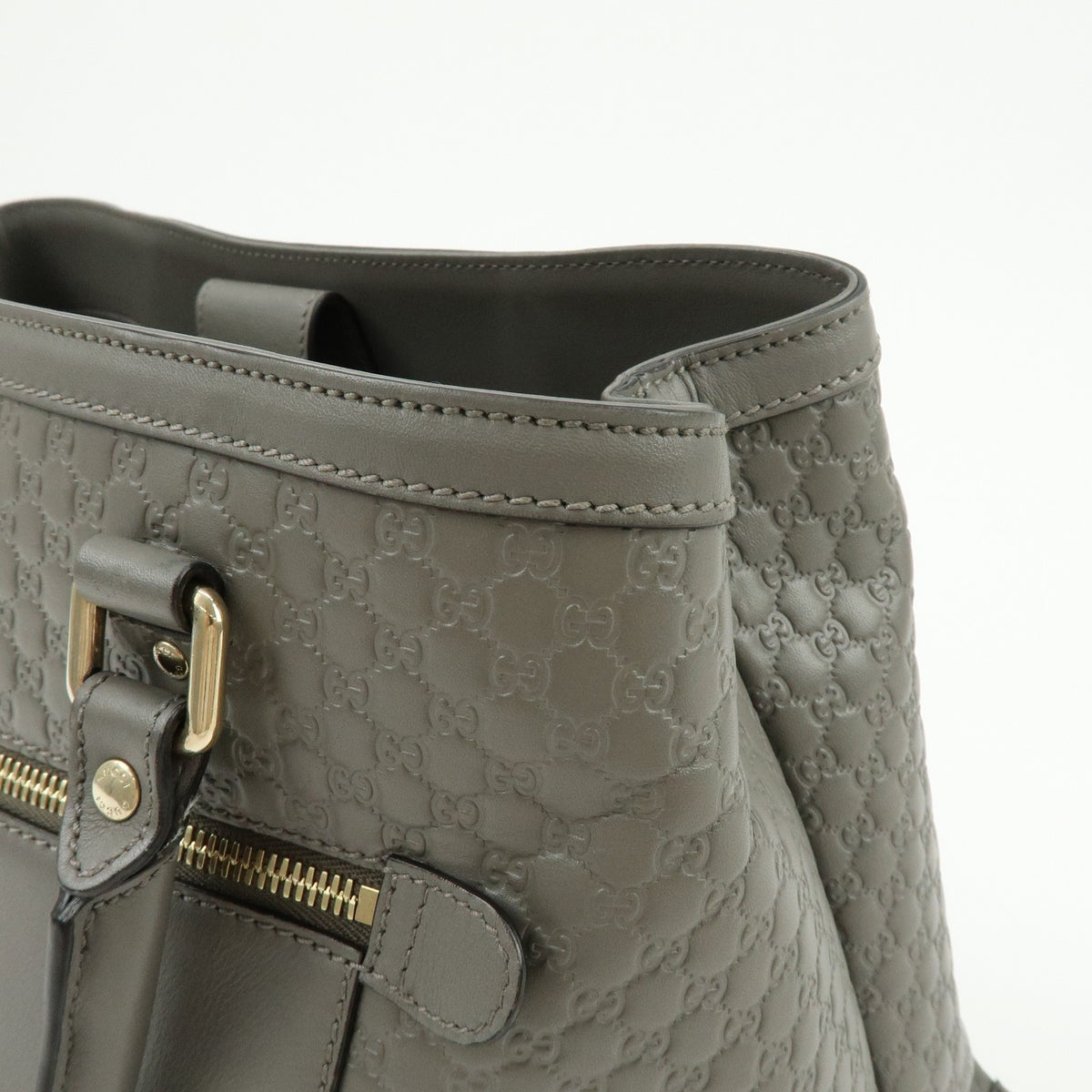 Gucci Zip Pocket Soft Microguccissima Leather, Gray, Leather, Tote Bag