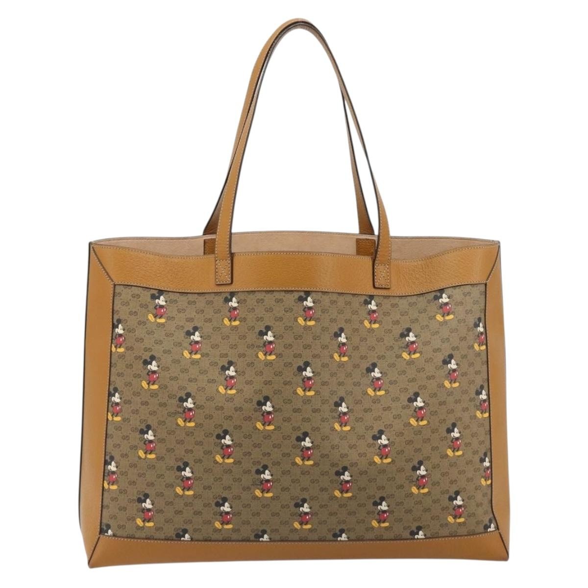 Gucci Disney Mickey Mouse Soft Open Printed Mini GG Coated Canvas, Beige, Canvas, Tote Bag