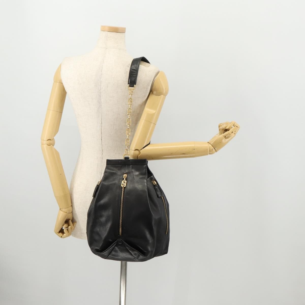 Versace Vintage Leather, Black, Leather, Shoulder Bag