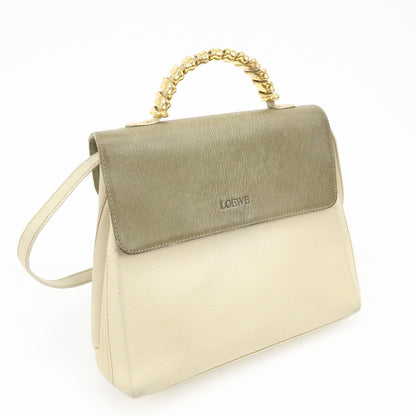 Loewe Vintage Velazquez Top Handle Leather, Beige, Leather, Handbag