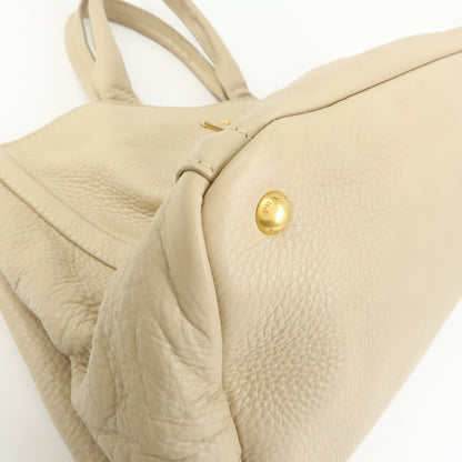 Prada Canapa Vitello Daino, Beige, Leather, Tote Bag