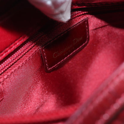Christian Dior Lady Dior Zip Pochette Cannage Quilt Lambskin, Red, Leather, Clutch