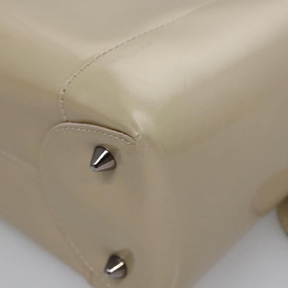 Christian Dior Pearl Lady Dior Patent leather, Beige, Patent Leather, Handbag