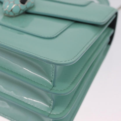 Bvlgari Serpenti Forever Top Handle Patent, Green, Patent Leather, Handbag