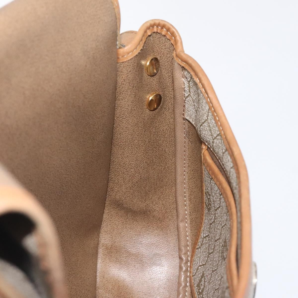 Christian Dior Vintage Honeycomb Flap Canvas and Leather, Beige, Canvas, Shoulder Bag