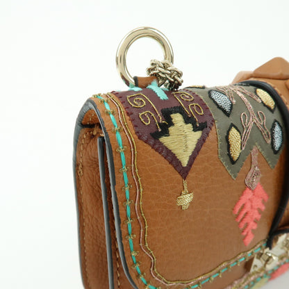 Valentino Garavani Glam Lock Leather, Brown, Leather, Shoulder Bag