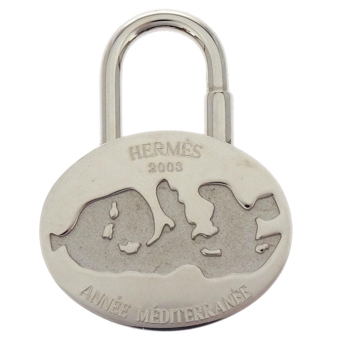 Hermes Annee Mediterranee Cadena Lock Charm Metal, Silver, Silver Plated, Charm