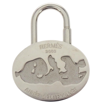 Hermes Annee Mediterranee Cadena Lock Charm Metal, Silver, Silver Plated, Charm
