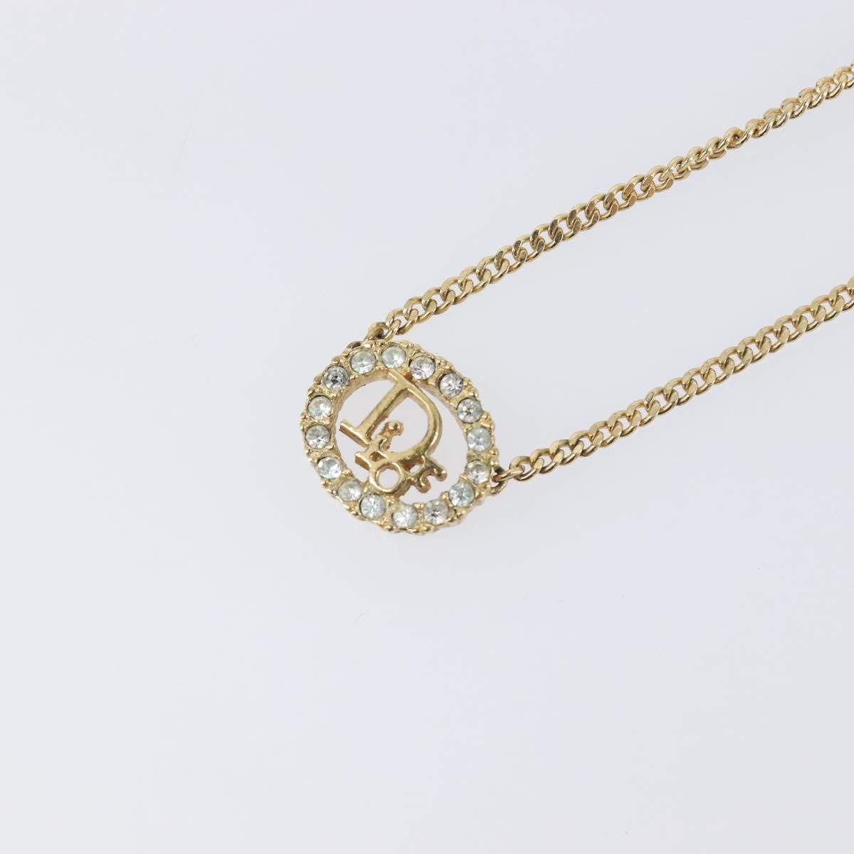 Christian Dior Vintage Logo Pendant Metal, Gold, Metal, Necklace
