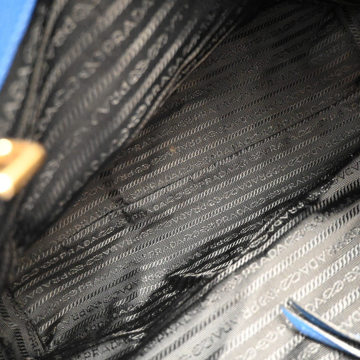 Prada Front Pocket Shopping Vitello Daino, Blue, Leather, Tote Bag