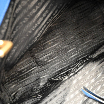Prada Front Pocket Shopping Vitello Daino, Blue, Leather, Tote Bag