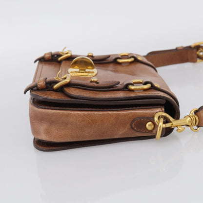Miu Miu Shoulder Leather, Brown, Leather, Shoulder Bag