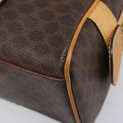 Celine Vintage Shoulder Bag Macadam Canvas & Leather, Brown, PVC, Shoulder Bag