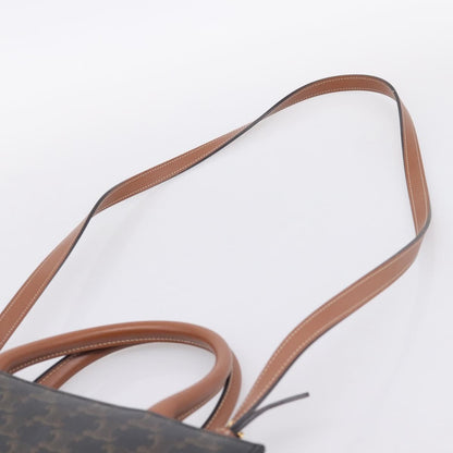 Celine Vertical Cabas Tote Triomphe Coated Canvas, Brown, Canvas, Tote Bag