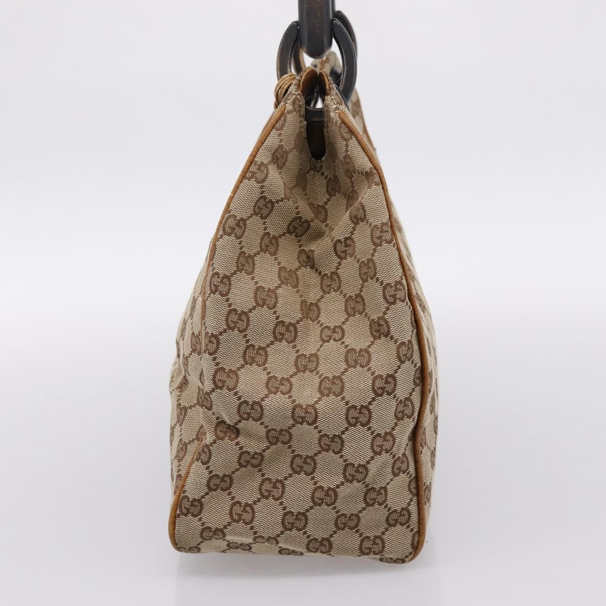 Gucci Vintage Bamboo Handle GG Canvas, Beige, Canvas, Tote Bag