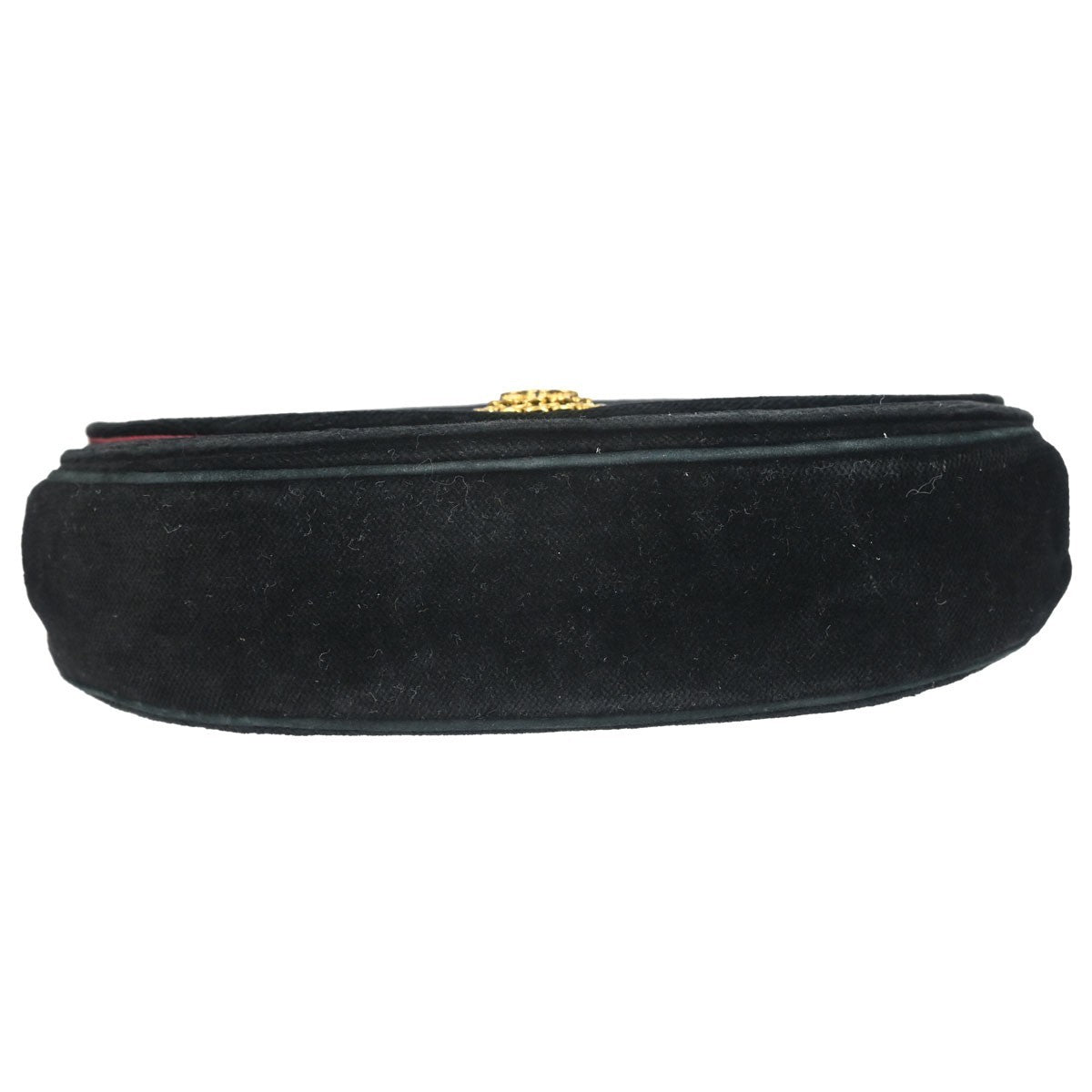 Chanel Vintage Crescent Flap Horizontal Quilted Velvet, Black, Velvet, Shoulder Bag