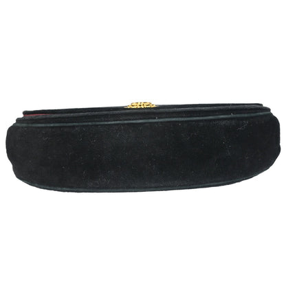 Chanel Vintage Crescent Flap Horizontal Quilted Velvet, Black, Velvet, Shoulder Bag