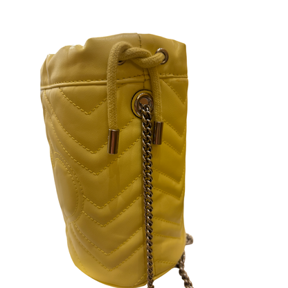 Gucci GG Marmont Chain Leather, Yellow, Leather, Crossbody Bag