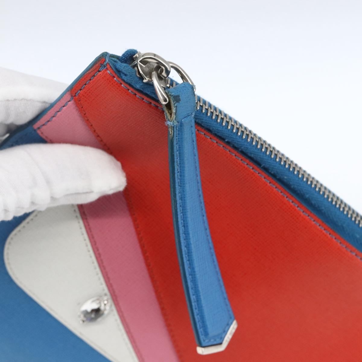Fendi Monster Clutch Leather, Blue, Leather, Clutch
