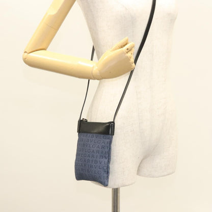 Bvlgari Logomania Canvas with Leather, Blue, Canvas, Shoulder Bag