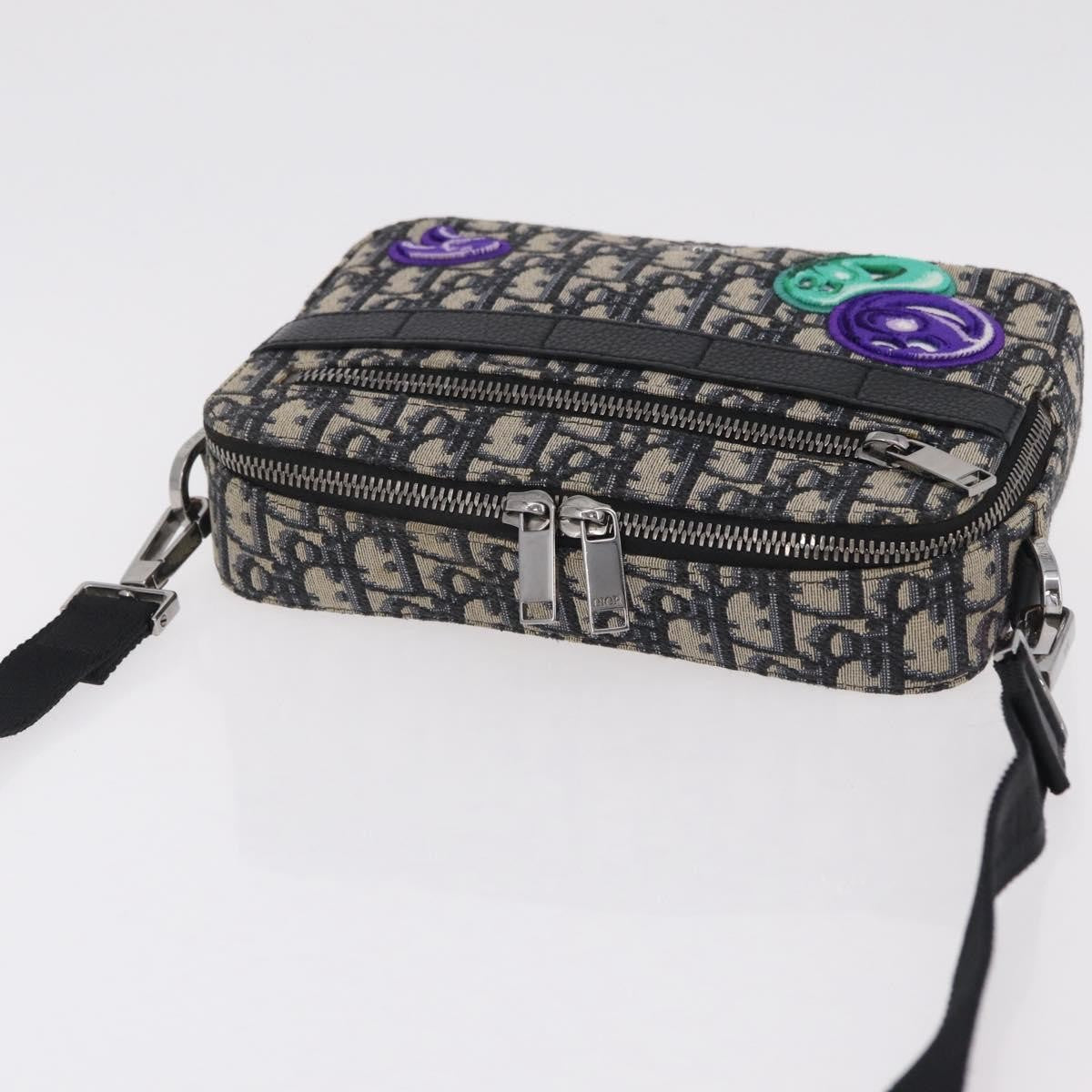 Christian Dior Kenny Scharf Safari Messenger Oblique Canvas with Applique, Navy, Canvas, Handbag
