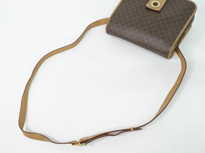 Celine Vintage Macadam Canvas and Leather, Brown, Canvas, Shoulder Bag