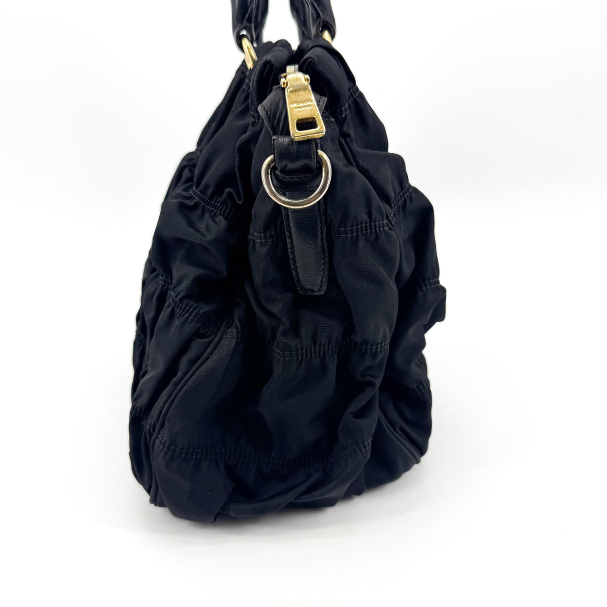 Prada Gaufre Convertible Tessuto, Black, Nylon, Tote Bag