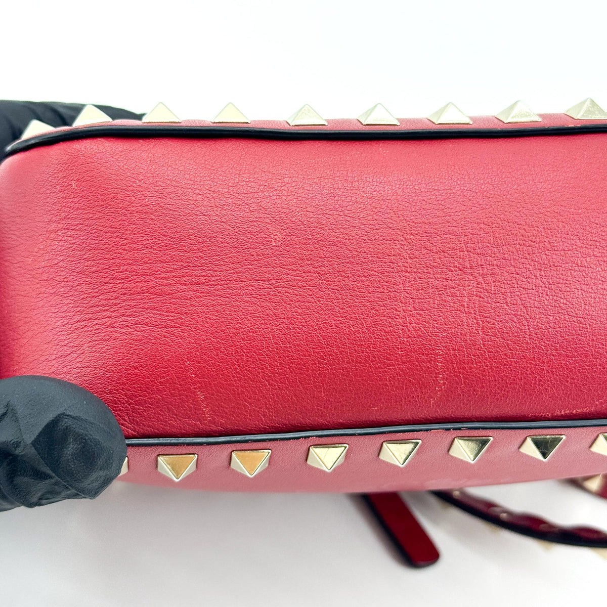 Valentino Garavani Rockstud Camera Leather, Red, Leather, Crossbody Bag