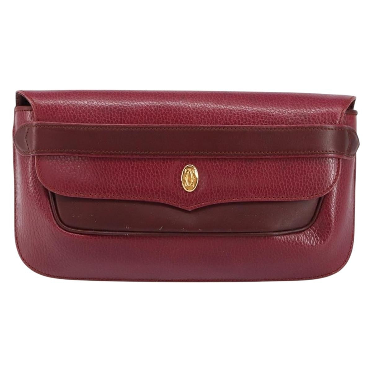 Cartier Must de Cartier Clutch Leather, Burgundy, Leather, Clutch