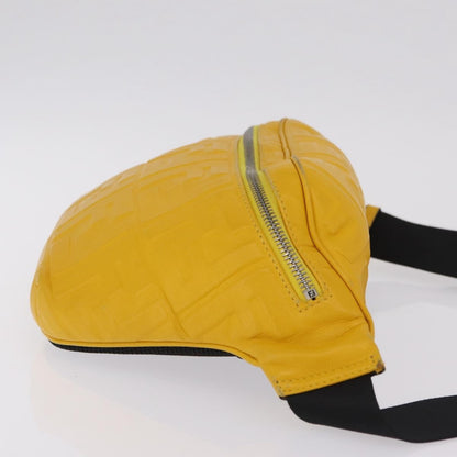 Fendi Zip Waist Zucca Embossed Leather, Yellow, Canvas, Handbag