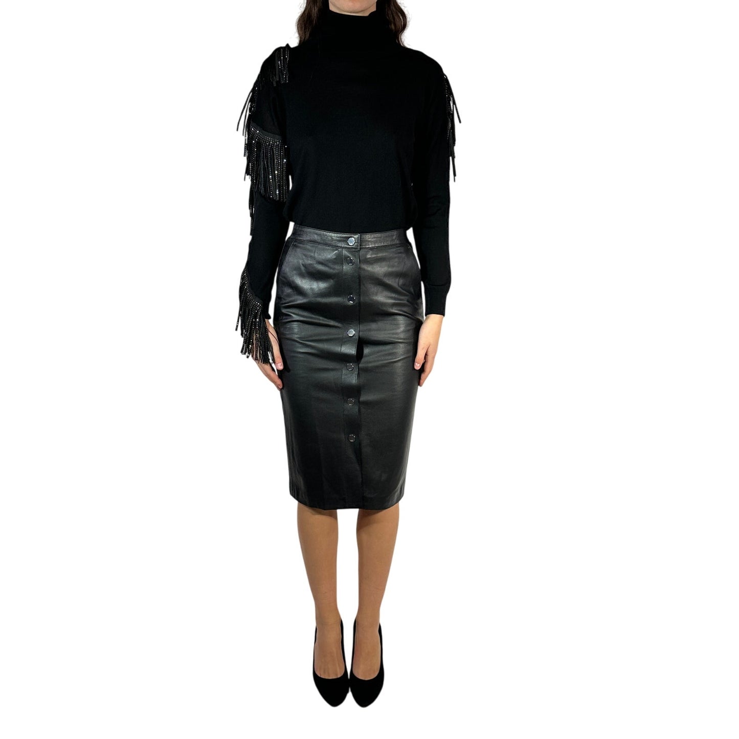 NWT KARL LAGERFELD Leather Midi Skirt