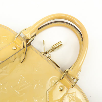 Louis Vuitton Alma Monogram Vernis, Yellow, Patent Leather, Handbag