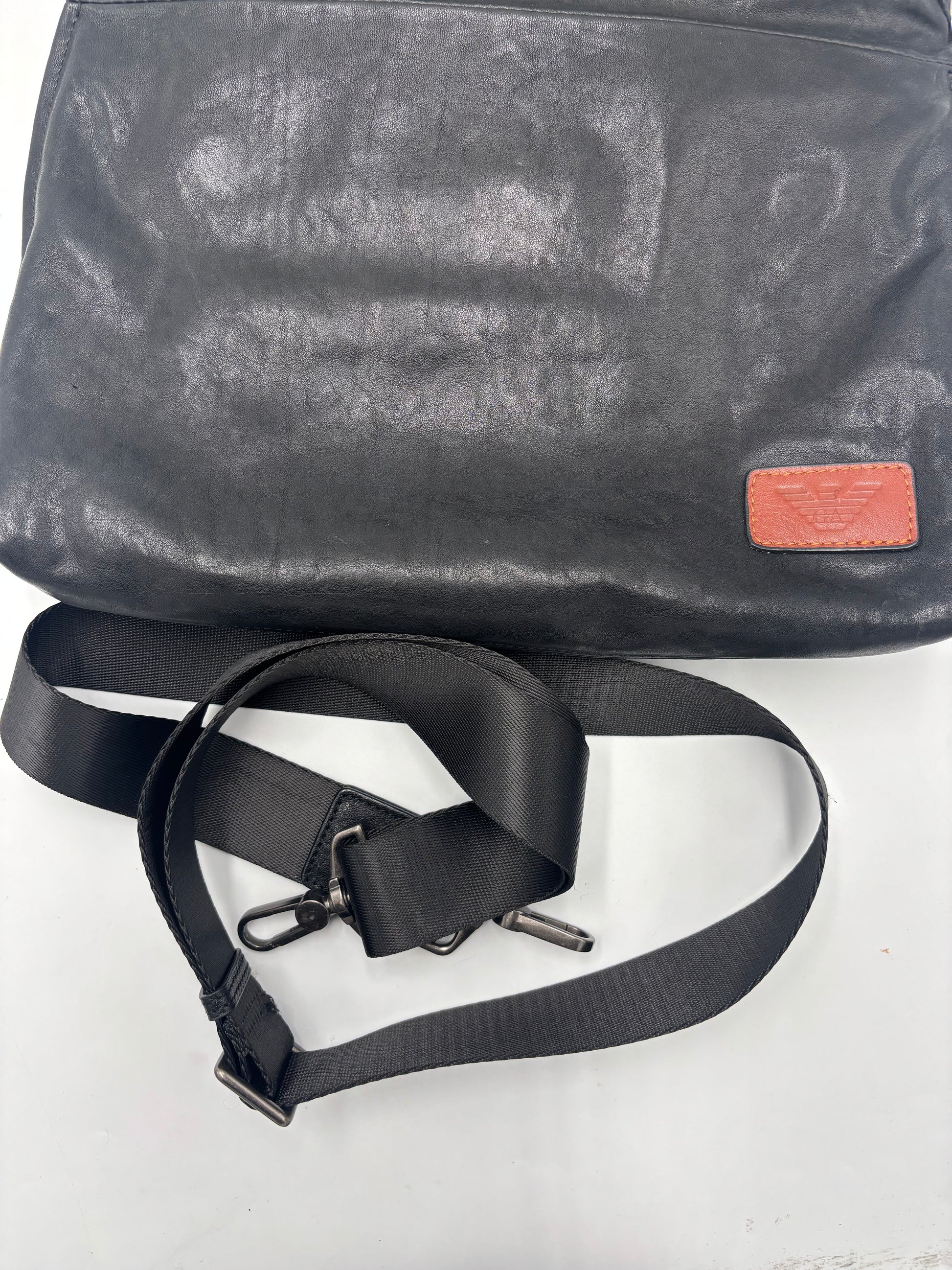 Giorgio Armani Sac bandoulière en cuir leather, BLACK, LEATHER, Shoulder bag
