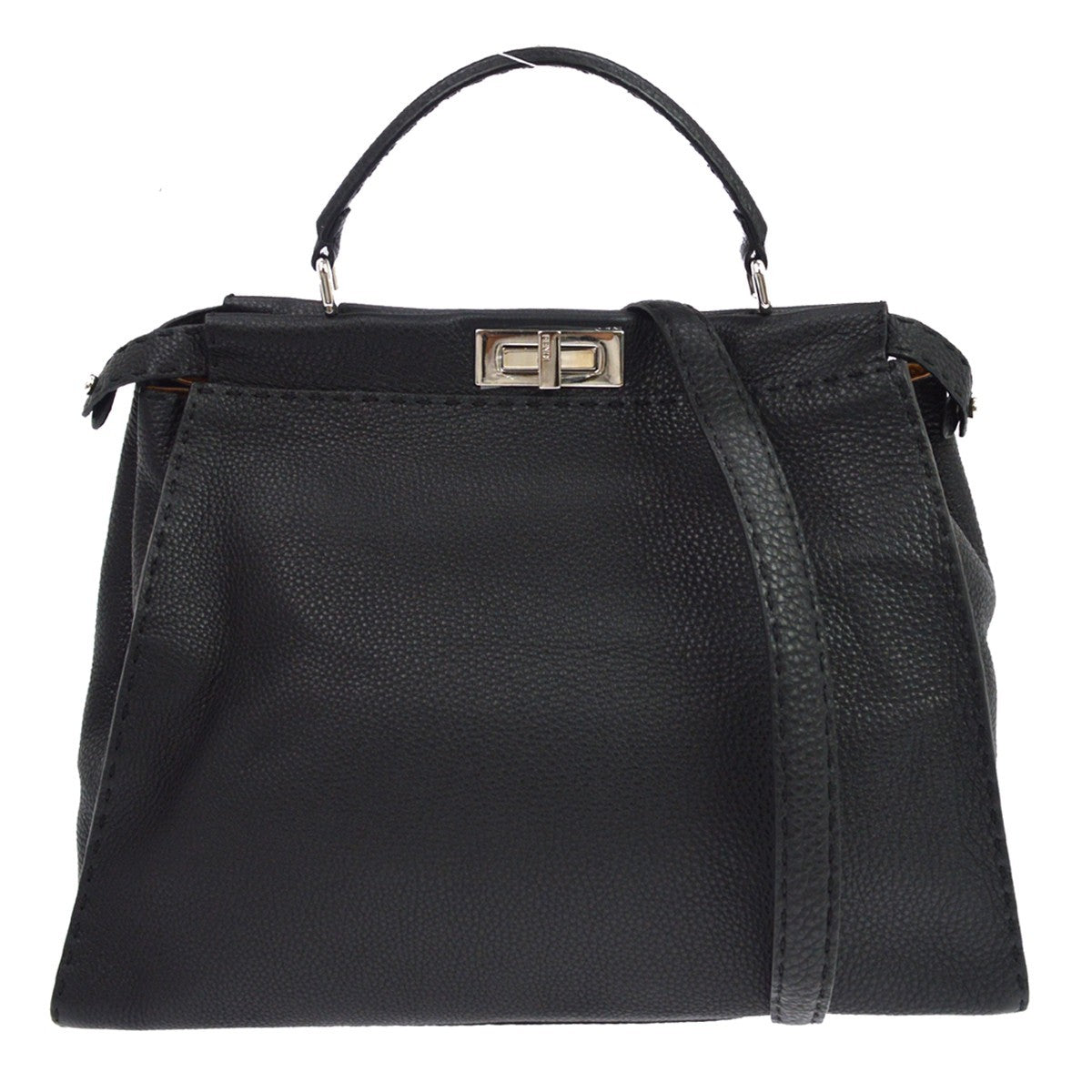 Fendi Selleria Peekaboo Leather, Black, Leather, Handbag