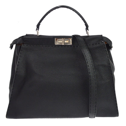 Fendi Selleria Peekaboo Leather, Black, Leather, Handbag