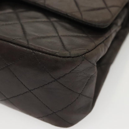 Chanel Vintage Classic Double Flap Bag Quilted Lambskin, BLACK, LEATHER, Shoulder bag