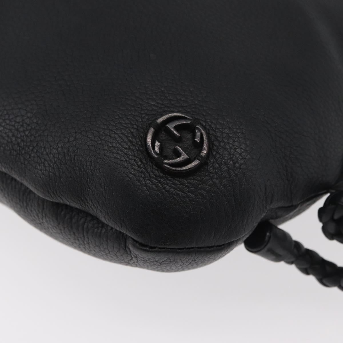 Gucci Braided Strap Zip Messenger Leather, Black, Leather, Crossbody Bag