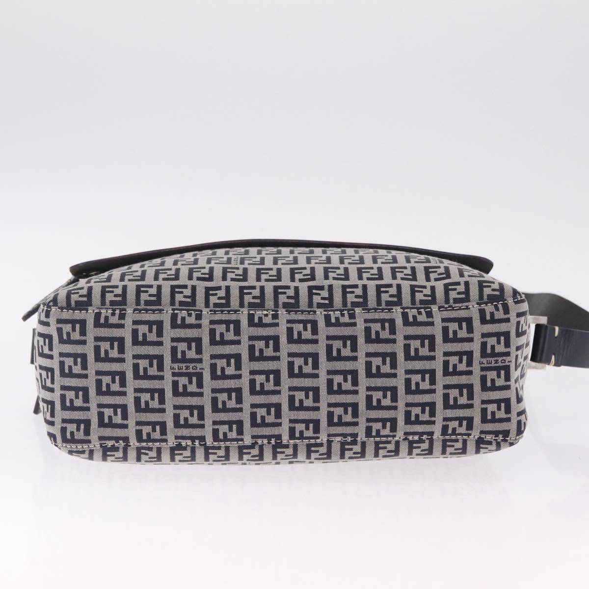 Fendi Shoulder Zucchino Canvas, Navy, Canvas, Shoulder Bag