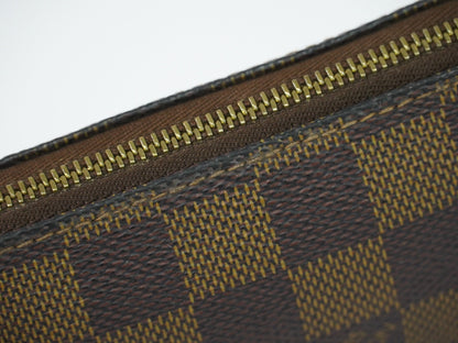 Louis Vuitton Pochette Accessoires Damier, Brown, Canvas, Clutch