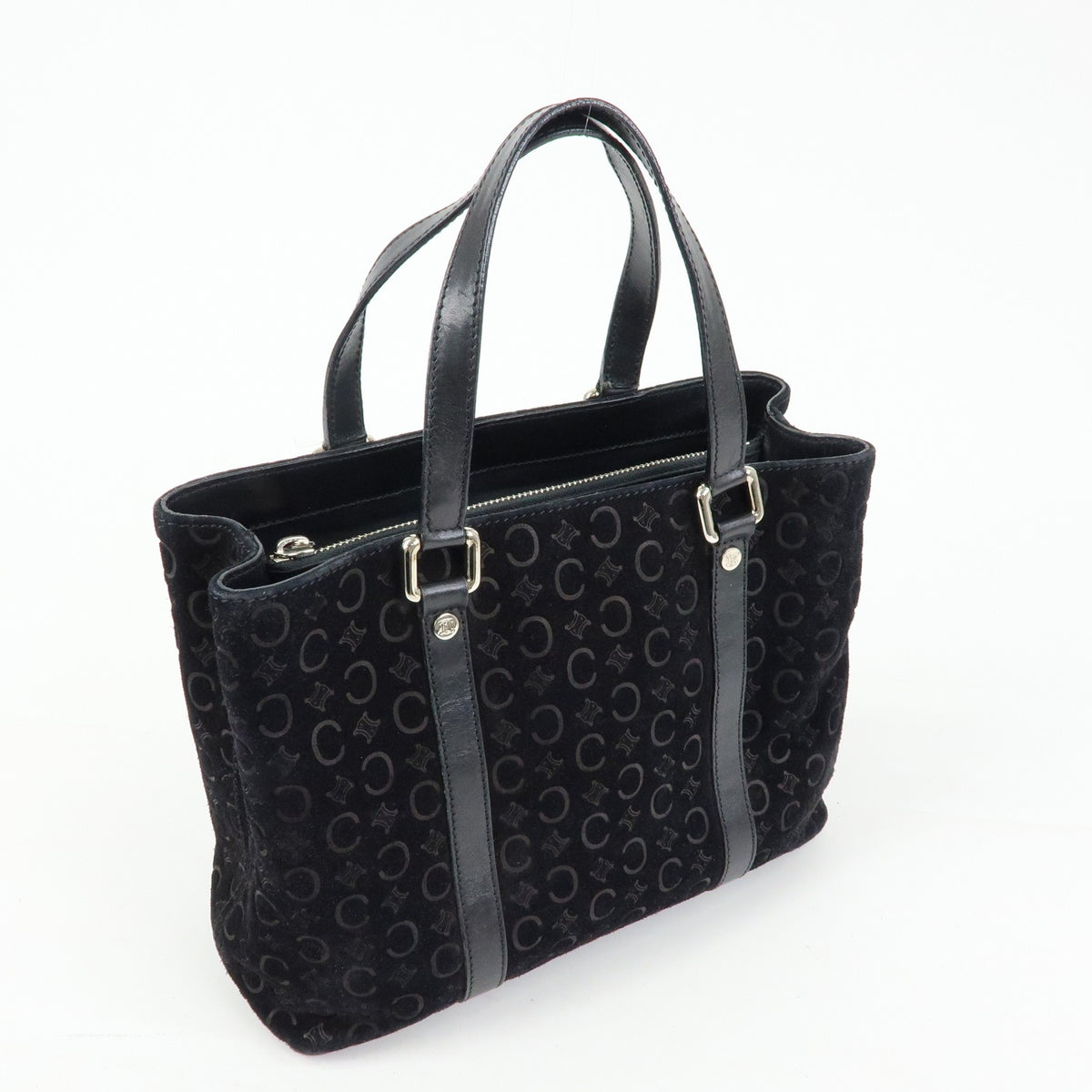 Celine C Macadam Tote PVC leather/ Macadam canvas, Black, Suede, Shoulder Bag