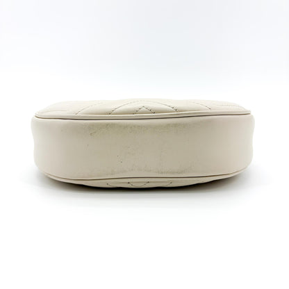 Gucci GG Marmont Half Moon Hobo Matelasse Leather, White, Leather, Shoulder Bag